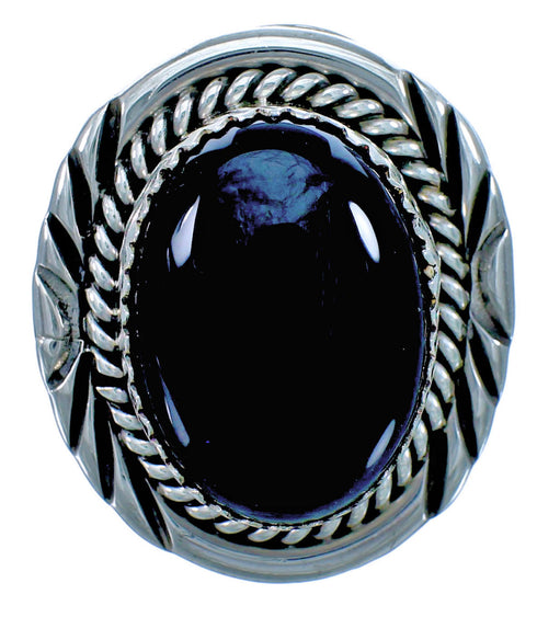 Native American Onyx And Sterling Silver Ring Size 7 BX116053